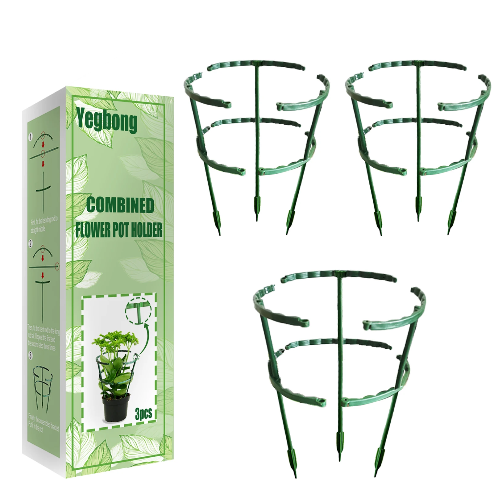 

3 Set Plant Support Stakes Reusable 2-Layer Arched Plastic Plant Cage Support Ring Plant Support for Flower Vegetable Garden