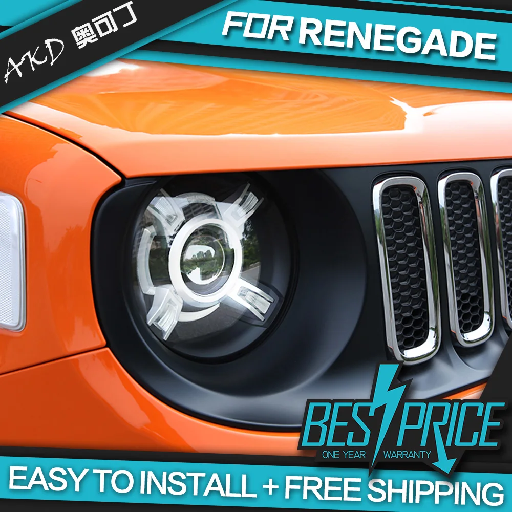 АКД автомобилей Стайлинг фар для джипа Renegade 2015 2018 фары светодиодный ходовые огни
