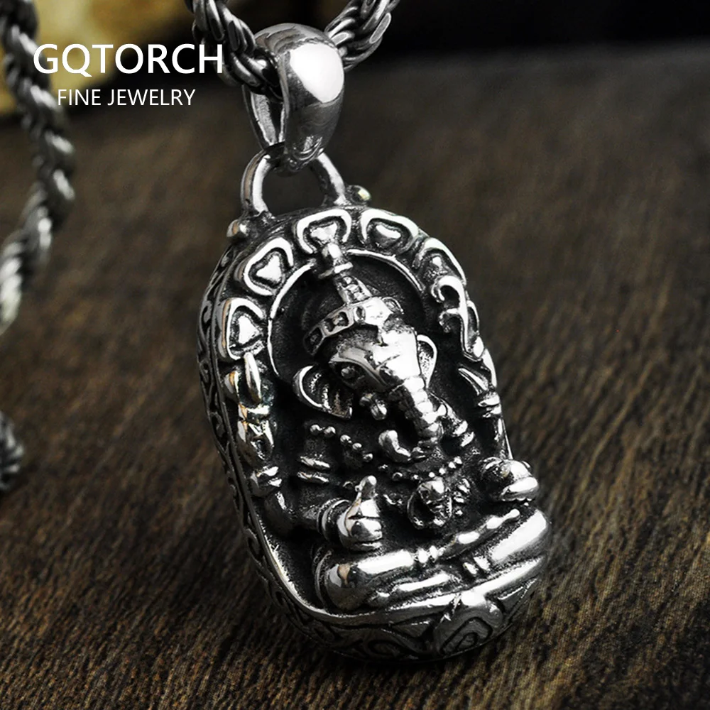 925 пробы Серебряный слон Ганеш твердый кулон для мужчин и женщин тайское серебро