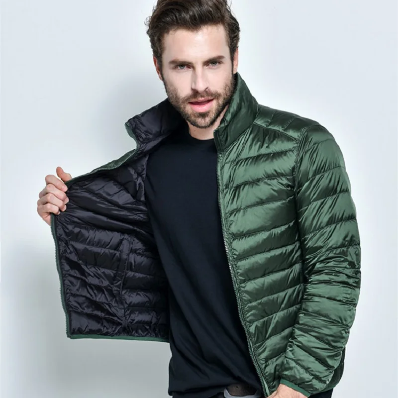 Осенняя куртка на белом утином пуху Мужская мода двухсторонний стенд для одежды