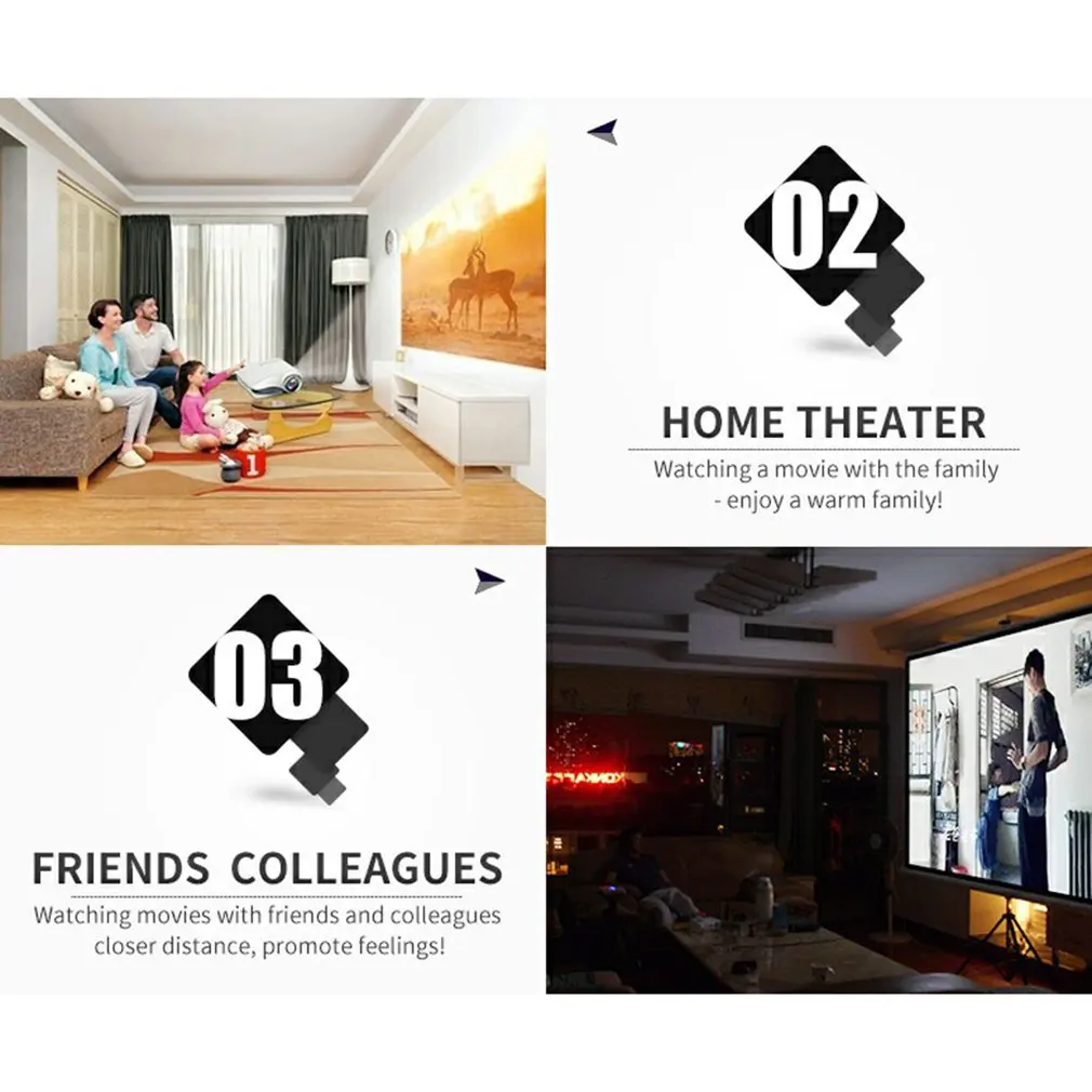 

Hd Led Portable Mini Projector Video For Home Theater Game Movie Cinema Projector 1080P Projector 802 AU EU US UK Plug