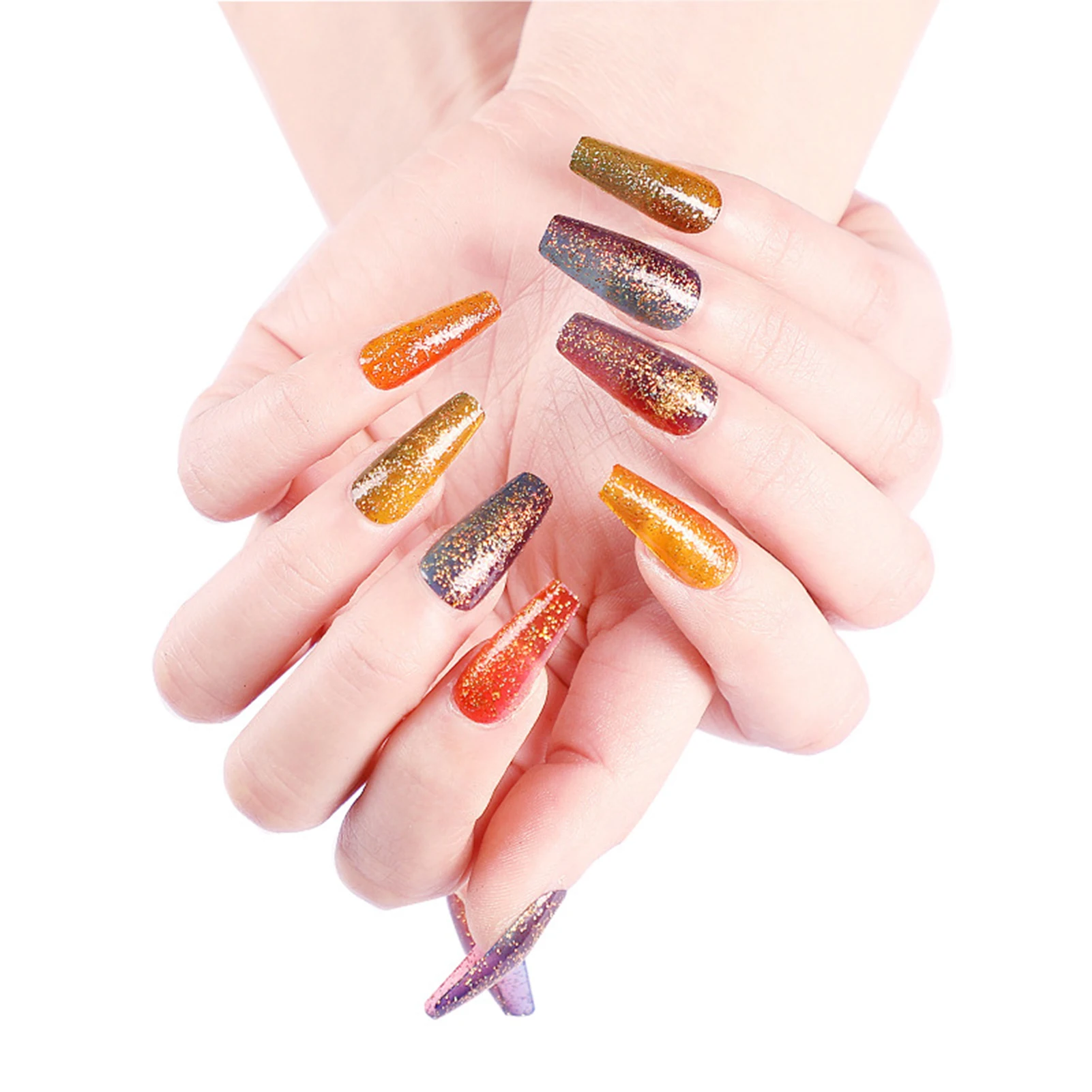 

Fake Nails Medium and Long Water Color Nail Stickers Finished Nail Stickers 24 Nail Stickers With Glue