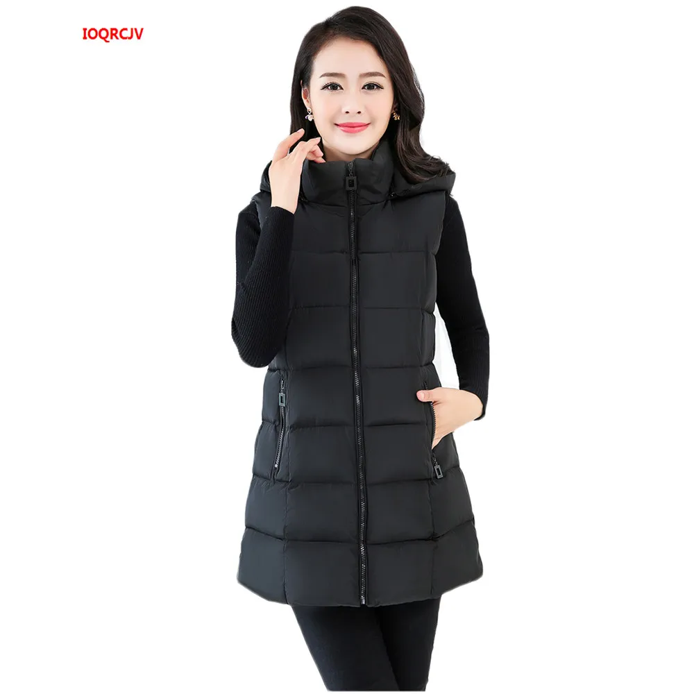 Осенне-зимний хлопковый жилет Женский Повседневный Женская длинная куртка-жилет