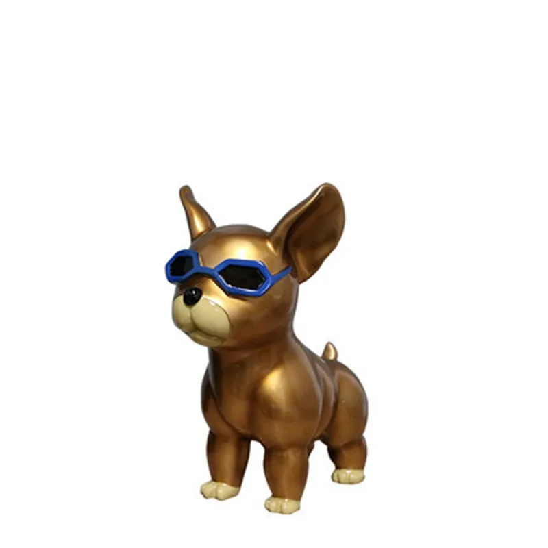 

Nordic Cute Wear Sunglasses FRENCH BULLDOG Resin Decoration Creative Children Bedroom Simulation Animal Figurines X3023