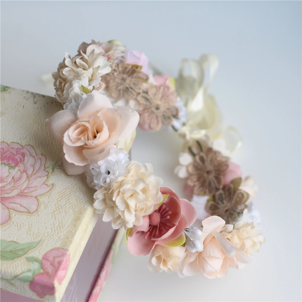 Цветочная корона для девочек свадебный головной убор в стиле бохо ободок волос