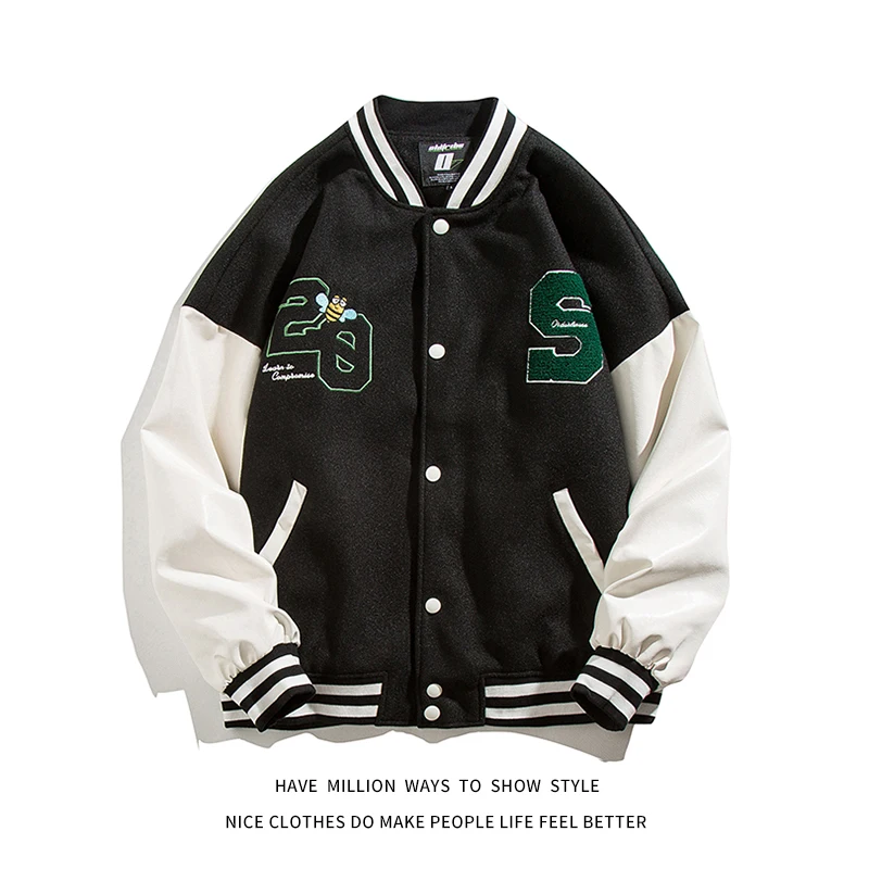

2021 New Autumn Towel Embroid Letter Baseball Jacket Men's Bomber Coat Unisex Women's Boyfriend Style Varsity Jacket Casual Chic