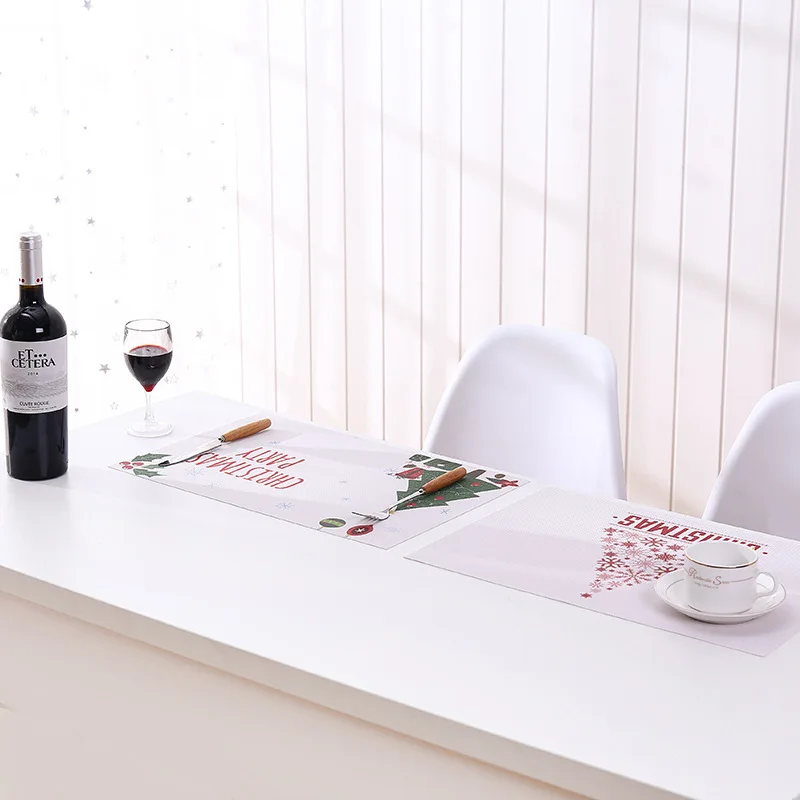

Christmas Series Placemat Table PVC Square Anti-scalding Pad 45cm*30cm Coaster Utensils for Kitchen Dinning Table Decoration