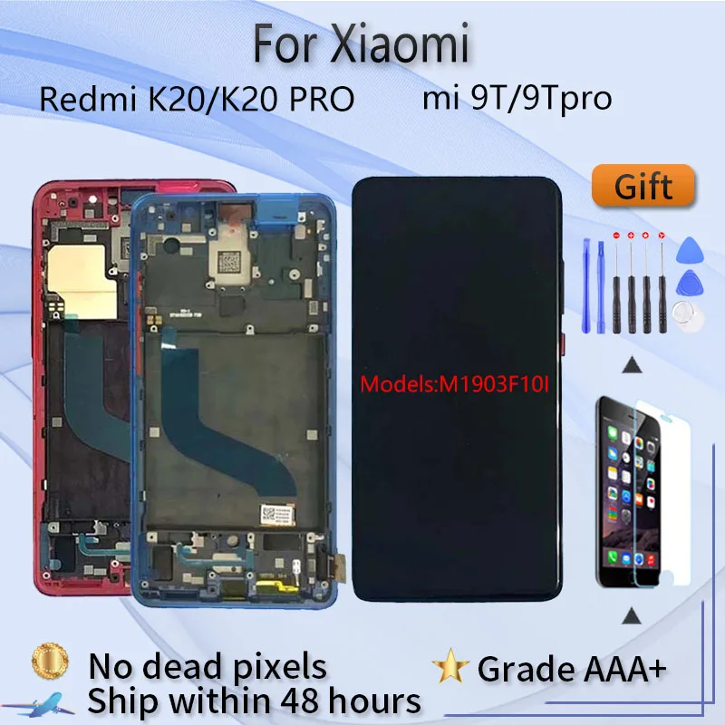 

Для XIAOMI Redmi K20 K20 Pro, для XIAOMI MI9T 9T Pro, оригинальный ЖК-экран в сборе с передним чехлом, черный, синий, красный