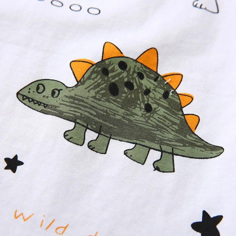 Baby Boy Clothes Summer Boys Casual Short Sleeve Dinosaur Print T-shirt Tops+Letters Shorts Costume Sets |