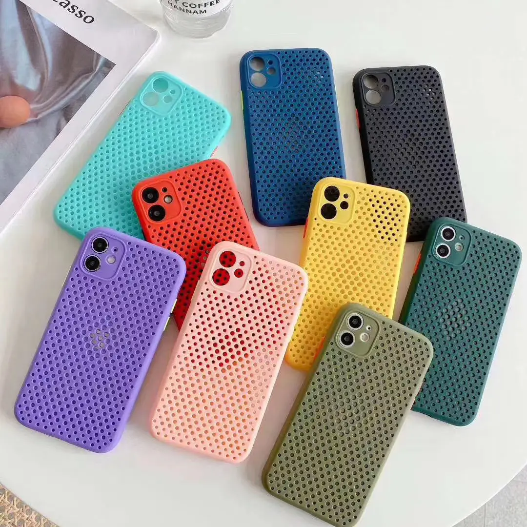 

Candy Color Phone Shell for Iphone 12Pro Max Breathing Case 11 XR X XSmax 7 8plus Hollow Heat Dissipation Mesh Protective Cover