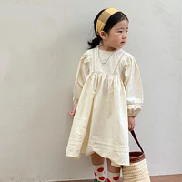 2022 korean style girls cotton dress spring autumn kids one piece dresses children clothes baby girl long sleeve plus size robe