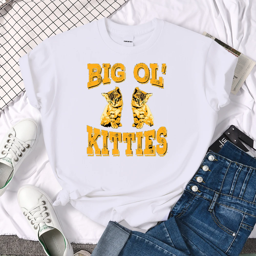

Big Ol' Kitties Prints T Shirt Women Streetwear Casual Tees Shirts Casual Oversized Breathable Woman's T Shirts
