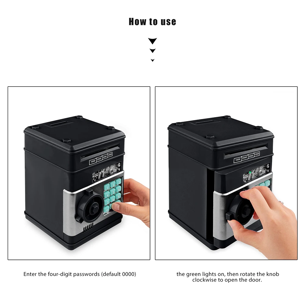 

ATM electronic piggy bank password money box cash coin savings security automatic scrolling bank notes coin bank piggy bank