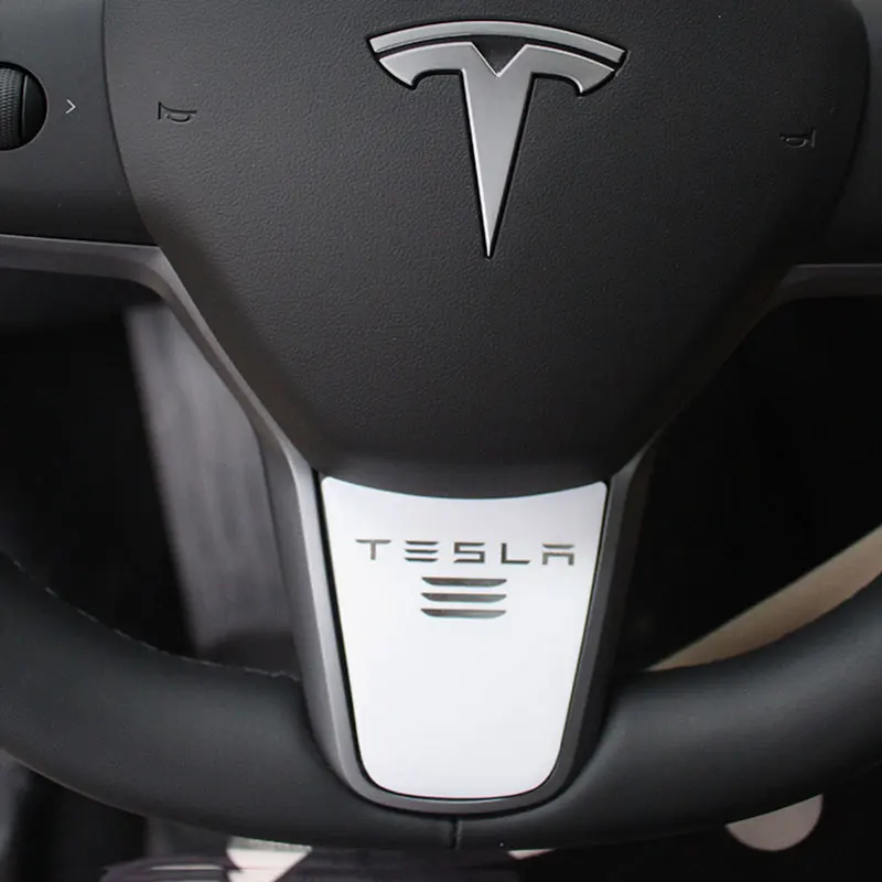 Для Tesla Model 3 17-21 модель Y белая внутренняя наклейка на руль Обложка отделка 1 шт. |