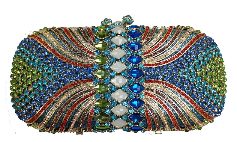 Зеленые открытые женские вечерние сумки с бриллиантами металлические сумочки и