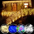 Рождественская гирлянда Водопад, уличное украшение, 6 м, свисающая светодиодная гирлянда 0,4-0,6 м, гирлянда-занавеска, украшение для вечерние НКИ и сада