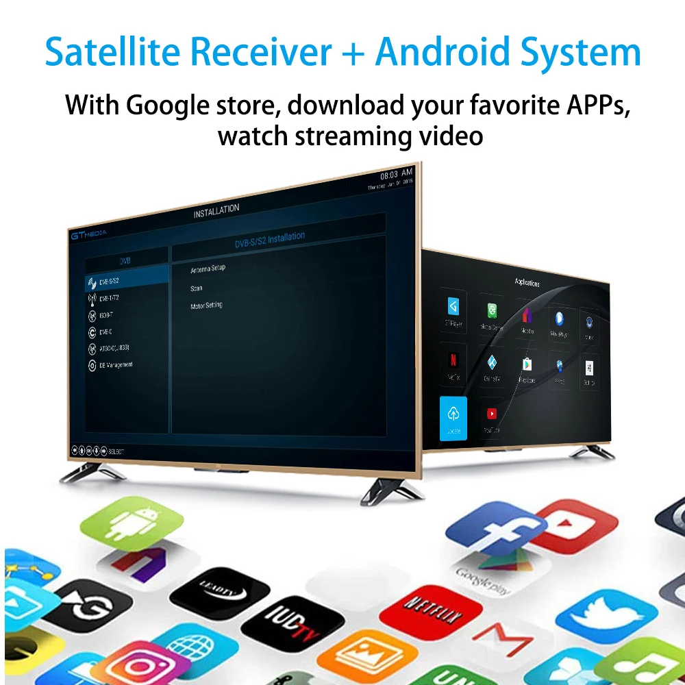 GTMEDIA GTC DVB T2 S2 C ISDB T декодер ТВ DVBT2 тюнер android BOX Поддержка Клайн M3u Смарт Декодер