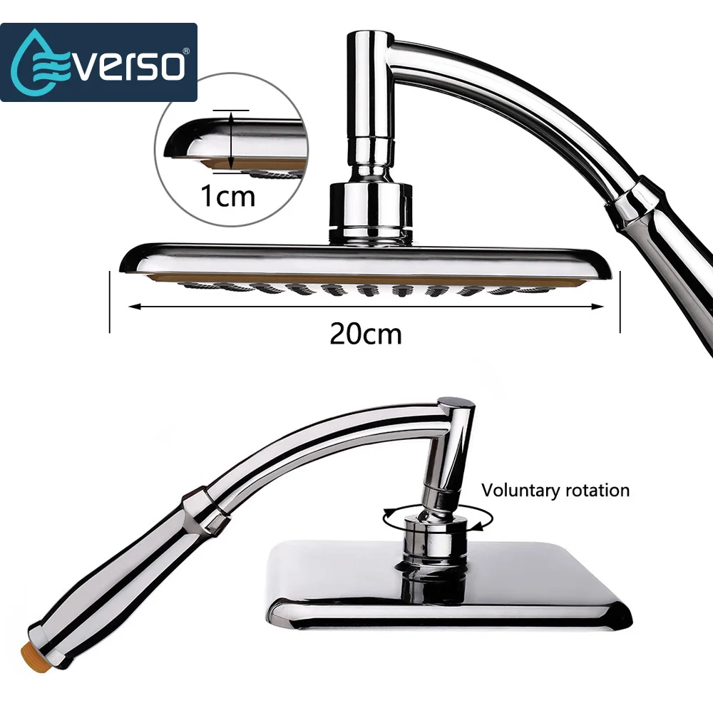 

EVERSO 8" Bathroom Handheld Shower Head Hand Hold Shower Head Chuveiro Ducha Rotate 360 Degree Rainfall Shower Head Set