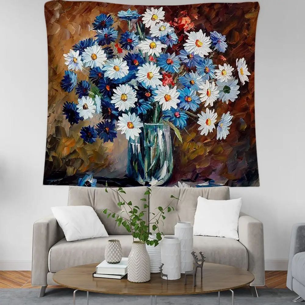 

PLstar Cosmos Bohemian sunflower oil painting Tapestry 3D Printing Tapestrying Rectangular Home Decor Wall Hanging style-8