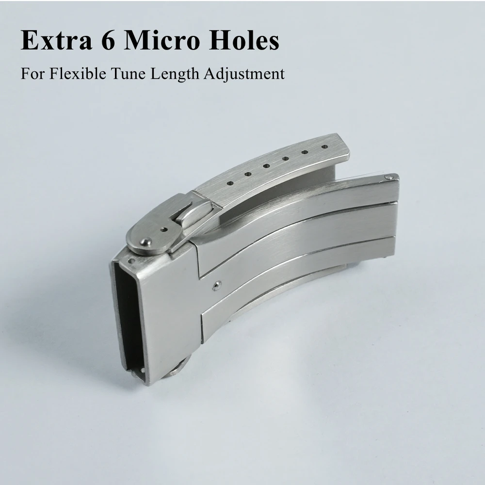 San Martin Watch Clasp Brushed Folding Clasp With Safety 18mm 20mm Solid 316L Stainless Steel Deployment Buckle 2-Fold Durable