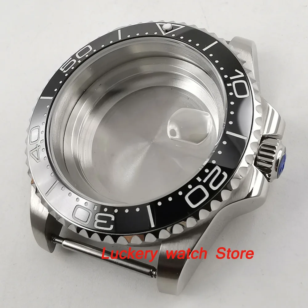 40mm GMT Sapphire glass black ceramics bezel 316L stainless steel Watch Case fit ETA 2836 miyota 8215 movement-BK41