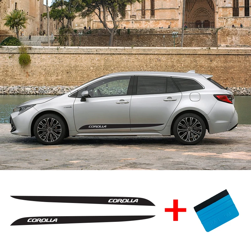 

2 PCS Vinyl Car Styling Side Stripe Skirt Sticker Decals Wraps Body Graphics For Honda Corolla