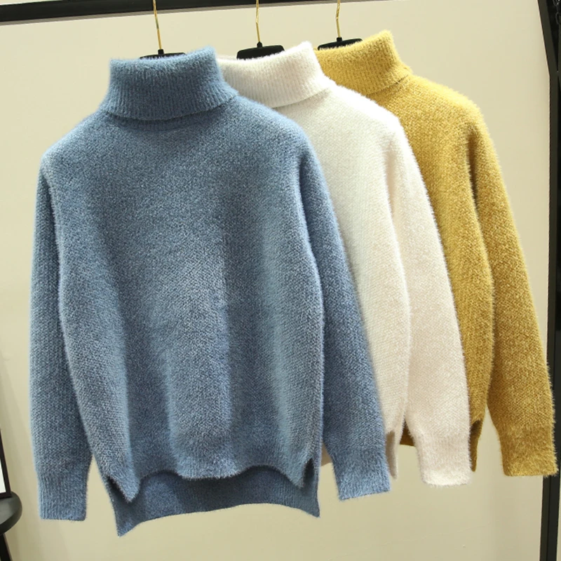 Женская Толстая водолазка Fitaylor теплый вязаный свитер эластичный Однотонный