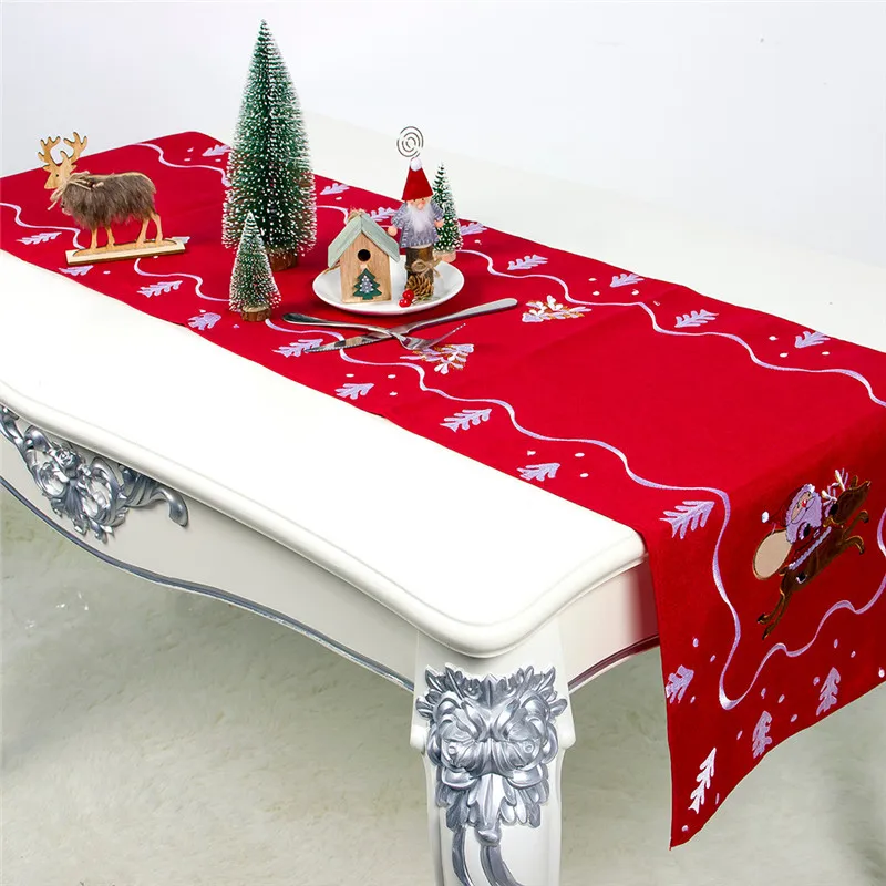 Рождественское украшение, художественная скатерть с вышивкой Санта Клауса, Рождественский новогодний декор, 40X180 см, Новое поступление@ C