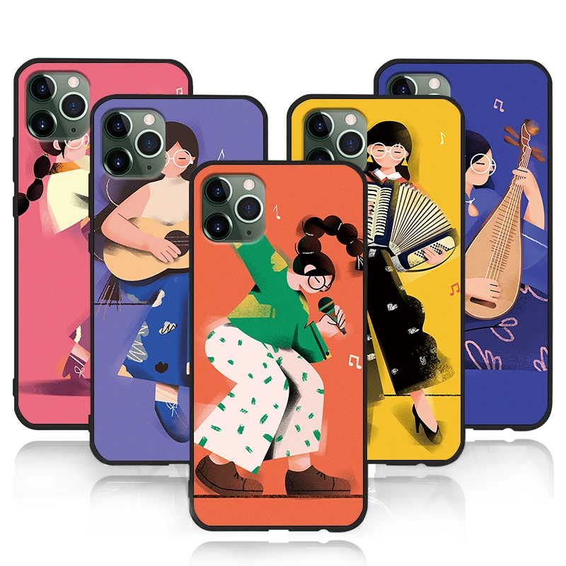 Чехол для телефона Music girl Iphone XS Max XR X 8 7 6 6S Plus 11 Pro 5 s SE силиконовый чехол из ТПУ с