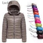 Женский пуховик на белом утином пуху, ультралегкий пуховик с защитой от ветра, размер 8XL, зима 90%