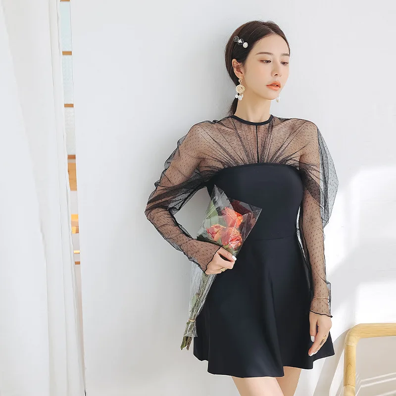 

Women Large Size Swimsuit Two Piece Set Bikini For Ladies Suit French Vintage New Fund 2021 Lace Long Sleeve Cover One Print