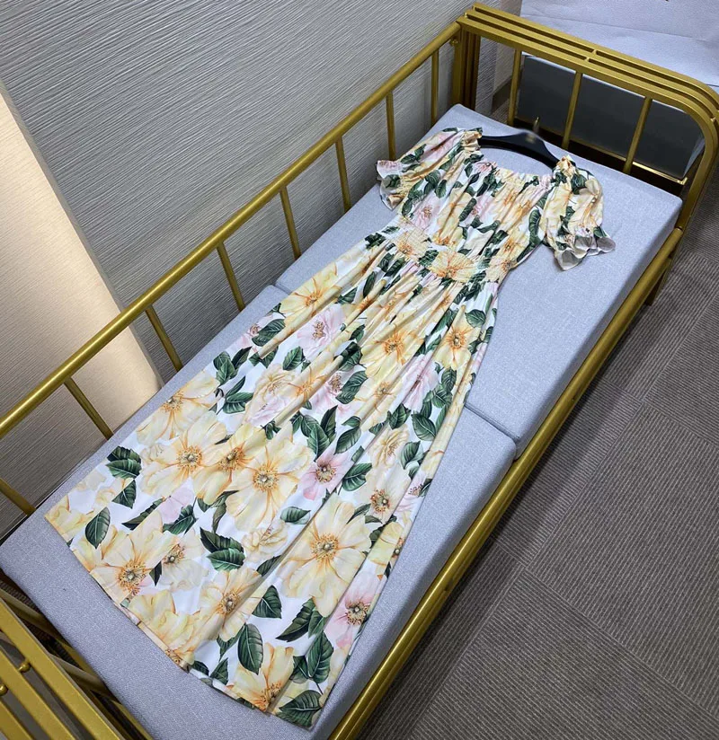 

Женское платье с цветочным принтом, длинное платье с открытыми плечами и коротким рукавом, с поясом на резинке, y435, лето 2021