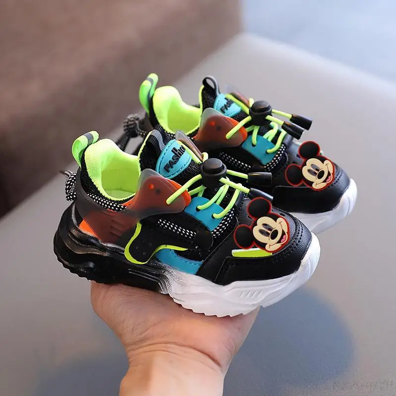 Детская обувь с Микки Маусом демпфирующие повседневные кроссовки для маленьких
