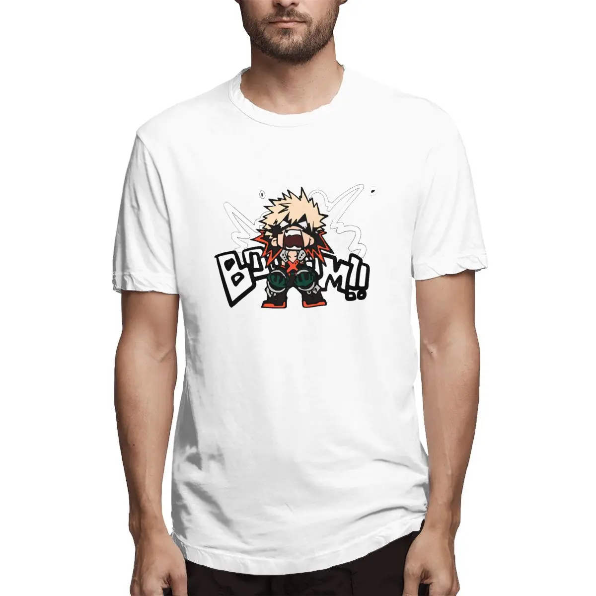 

My Hero Academia Katsuki Bakugo Men's T Shirts Vintage Tee Shirt Short Sleeve Crewneck T-Shirts 100% Cotton Party Clothes