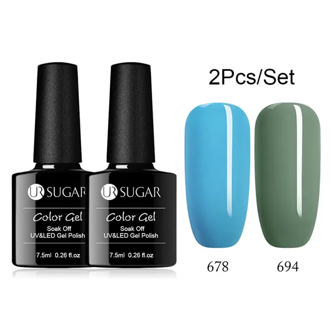 2pcs set15 Ur Sugar 2/4 шт. Розовый Блестящий Гель-лак для ногтей замочить от УФ-светодиодный длительный гель лак для ногтей Лаки маникюрный лак набор украшений - Цвет: 2pcs set15