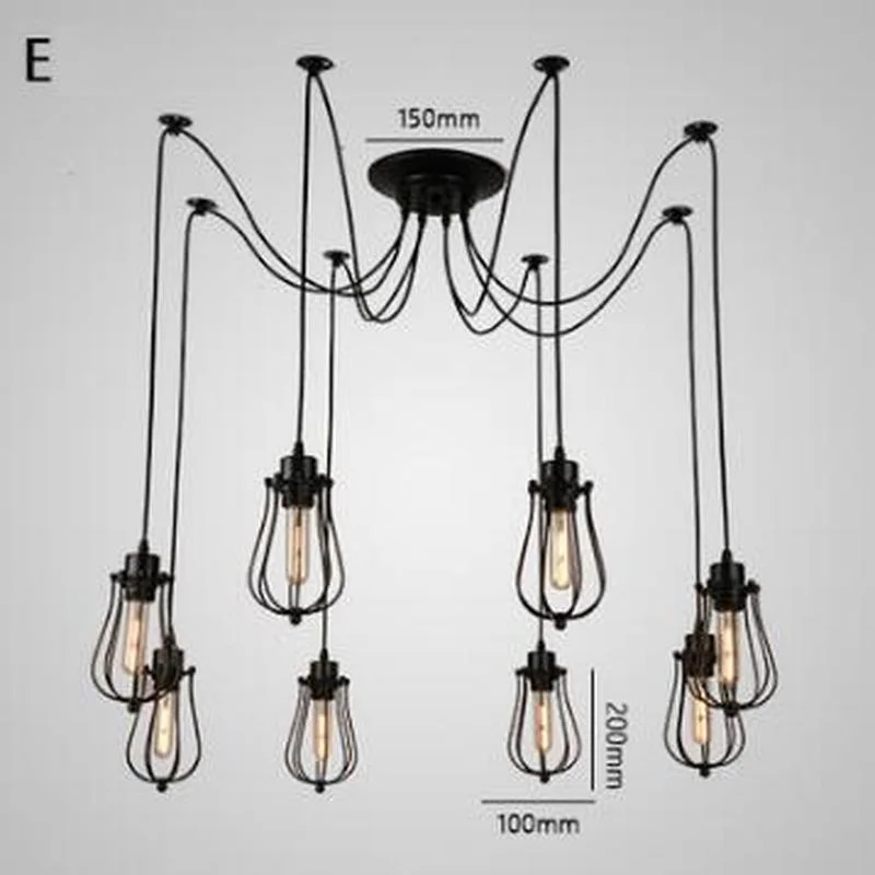 Винтажный подвесной светильник паук лампа лофт E27 промышленное освещение Ретро