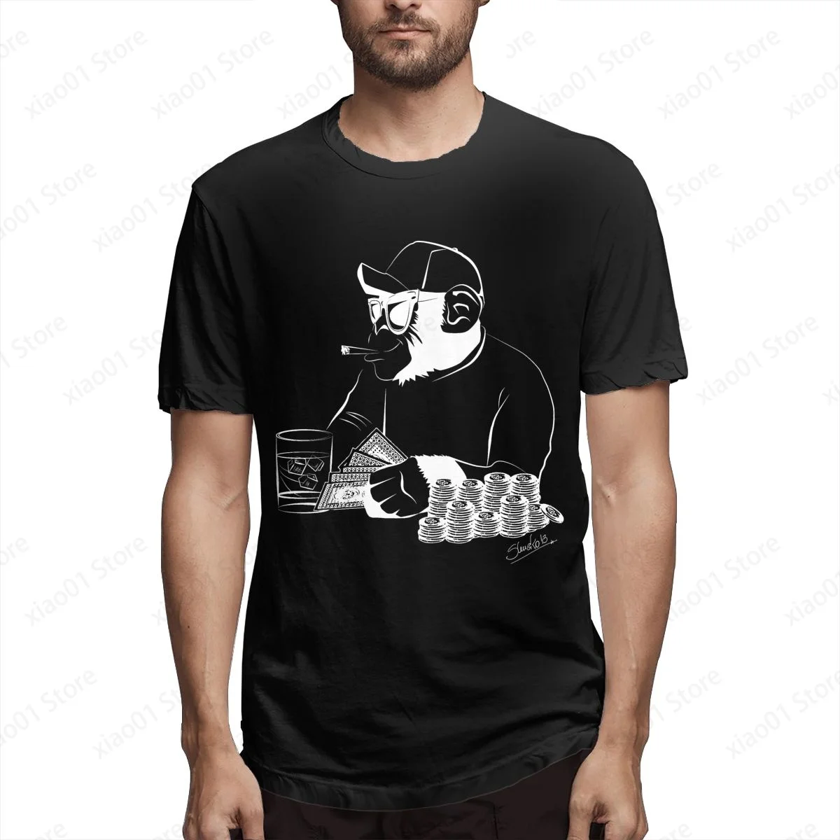 

Chimp Poker T Shirt Men Women Graphics Harajuku T-Shirt Creativity Short Sleeve Tee Tops