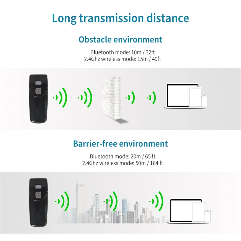 Новый портативный сканер штрих-кода экономичный Bluetooth 1D CCD 2D считыватель