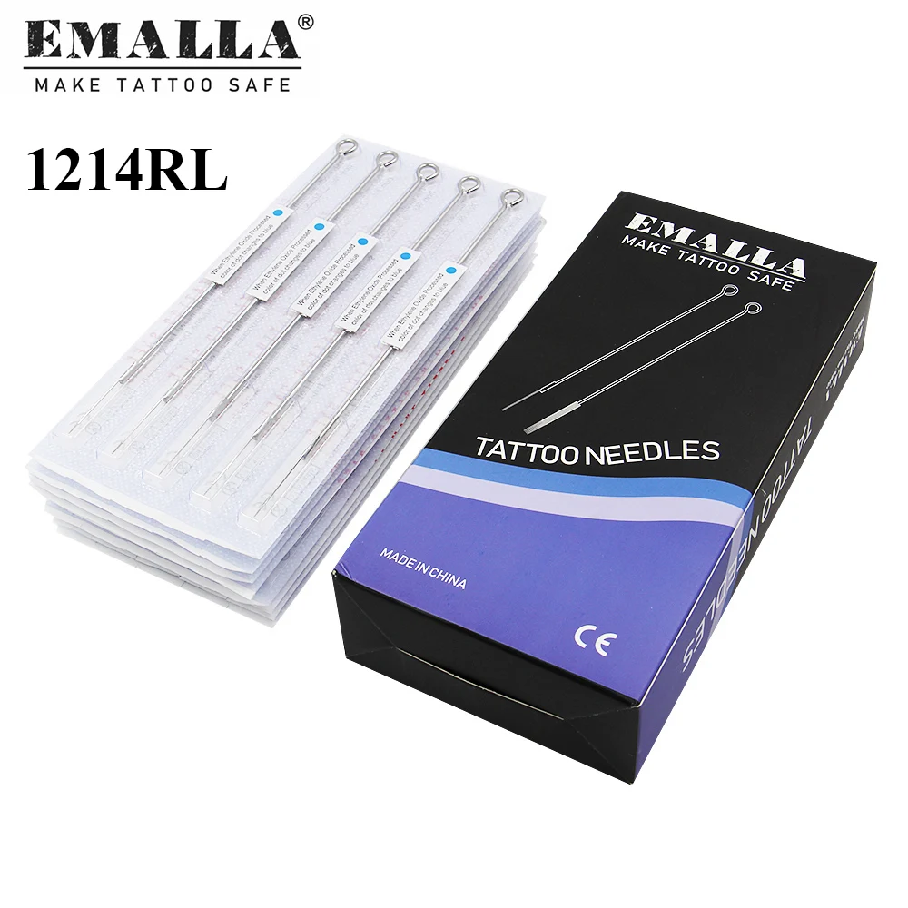 

EMALLA 50PCS 0.35mm Professional 14RL Tattoo Needles Disposable Assorted Sterile 14 Round Liner Tattoo Needles Tattoo Supplies