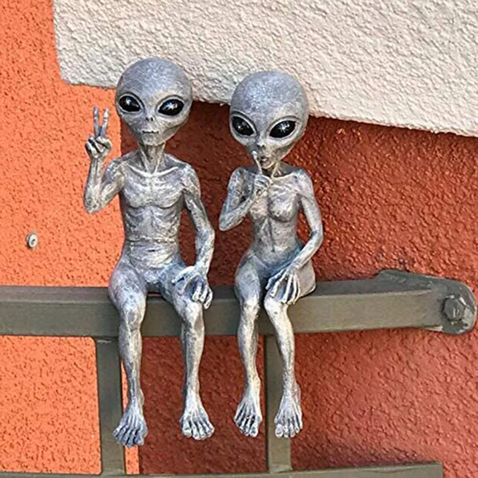 

Чужой статуя сад домашние тапочки на открытом воздухе Декор космического пространства Alien статуя марсиане сад набор статуэток Decoracions полим...