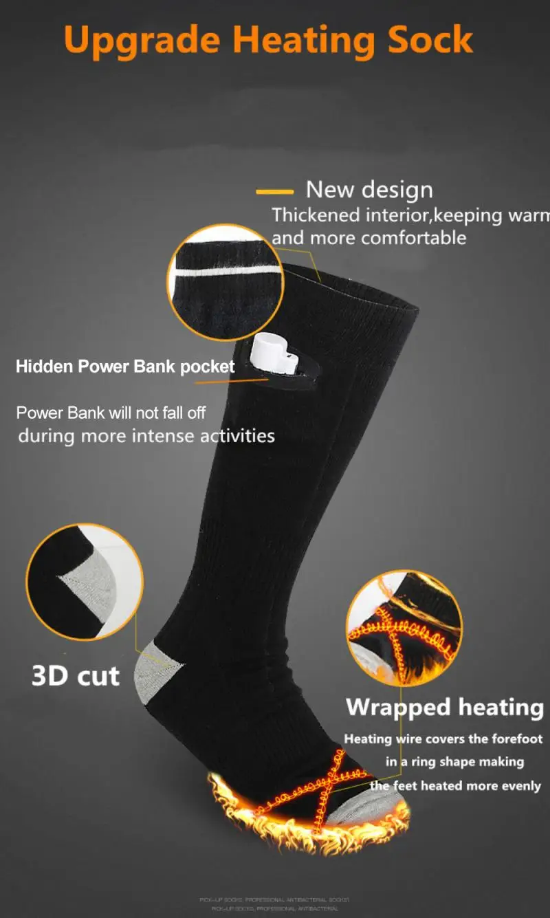 

Electric Heated Socks Boot Feet Warmer USB Rechargable Battery Sock Wintersport