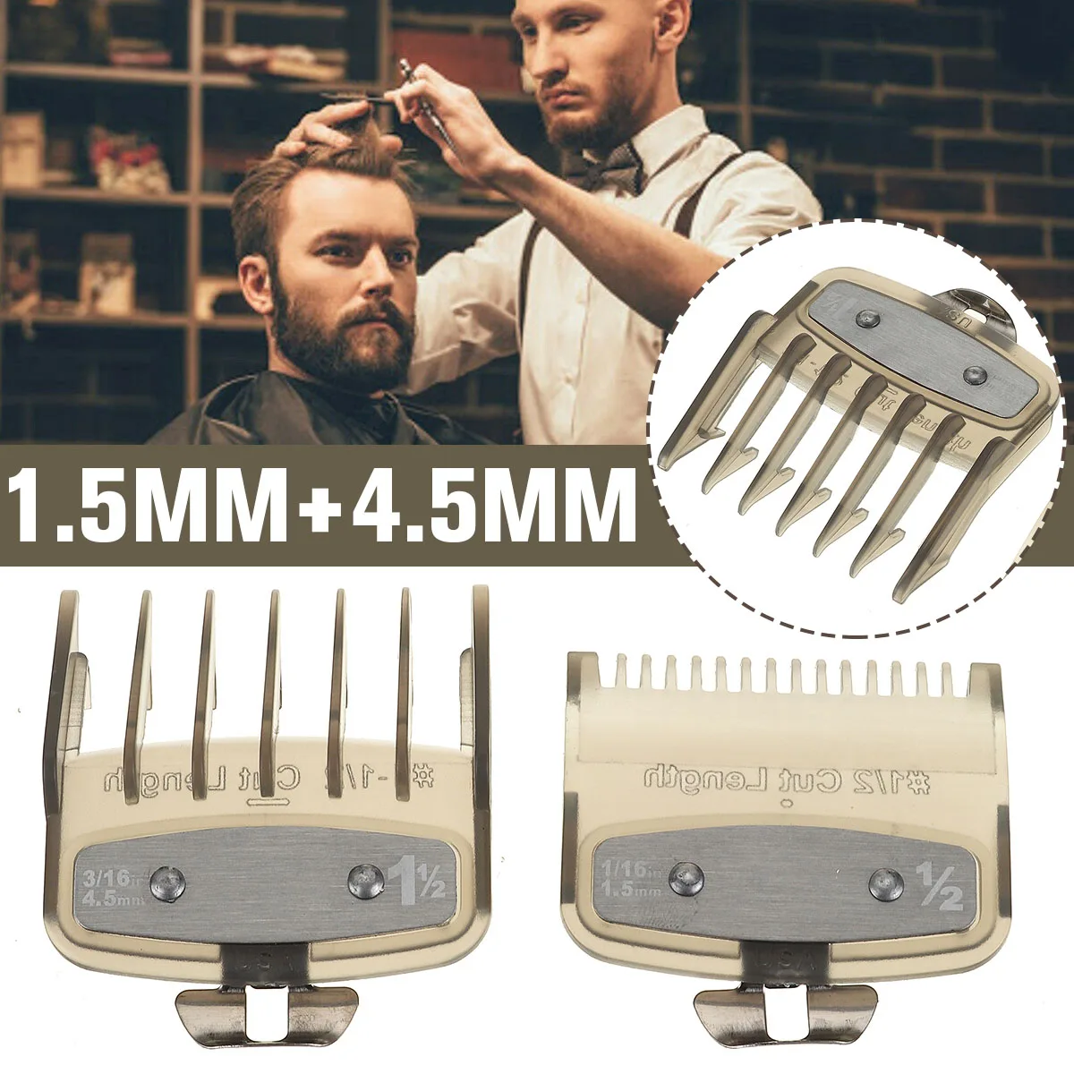 

2/8/10 Pcs Hair Clipper Cutting Guide Comb Guards 1.5-25mm Limit Comb Tools Kit for 46x38mm Cutting Head Hair Clipper for WAHL