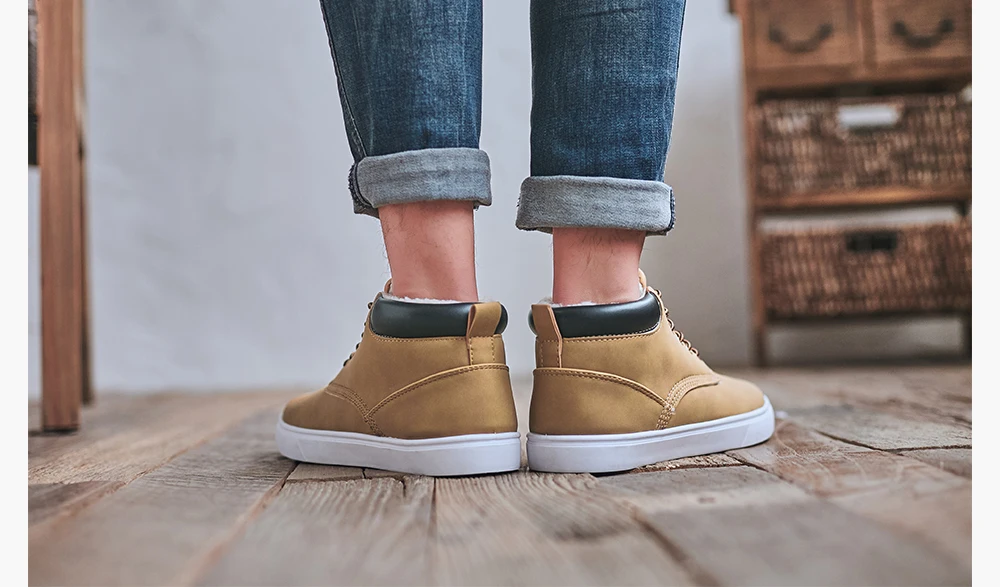 Men Warm Boots Man Winter Snow Boots Men Brand Fur Warm Ankle Botas hombre Male Casual Lace-up Luxury Leahter Men's Boots
