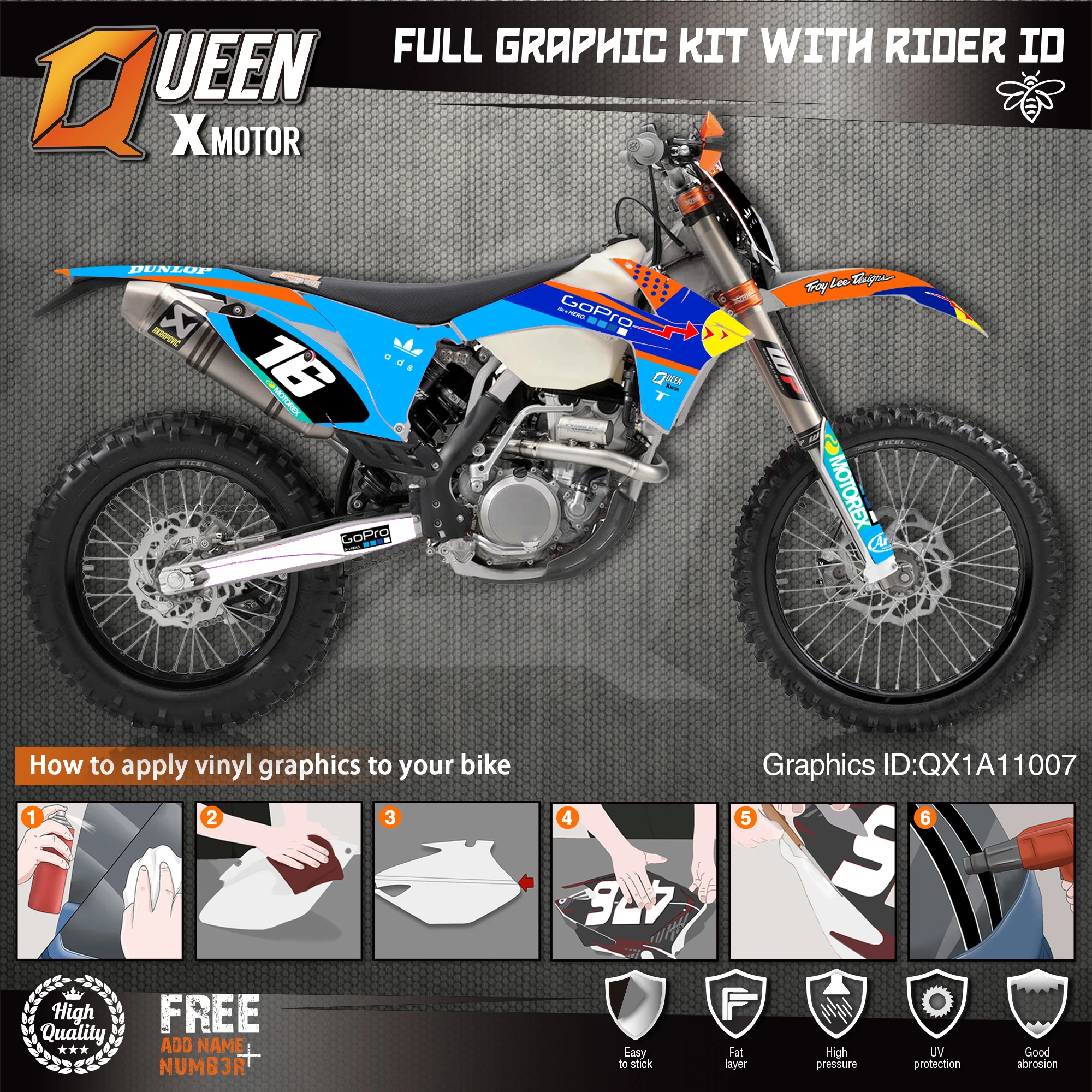QUEEN X MOTOR Custom Team графические наклейки Набор наклеек для KTM 2011 2012 SX SXF 2013 EXC Φ 007 |
