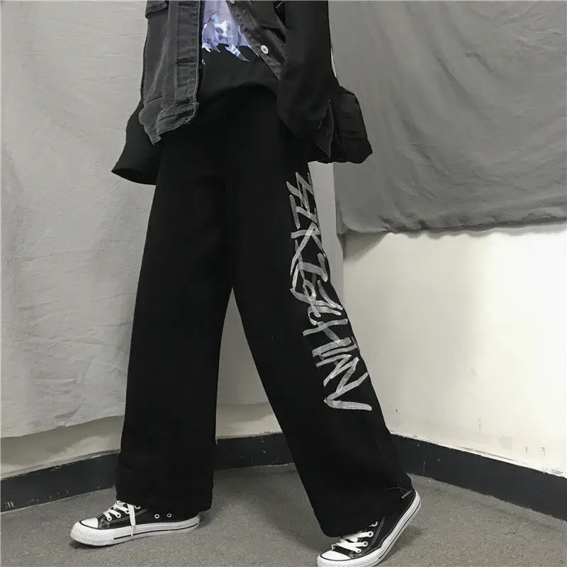 

Korean Style Joggers Women 2021 Fashion Sweatpants Women Harajuku Print High Waist Loose Wide Leg Pants Women
