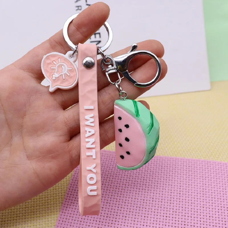 

2020 Watermelon Banana Avocado Pineapple Keychain key chains For Women Jewelry Simulated Fruit Cute Car Key Holder Keyring