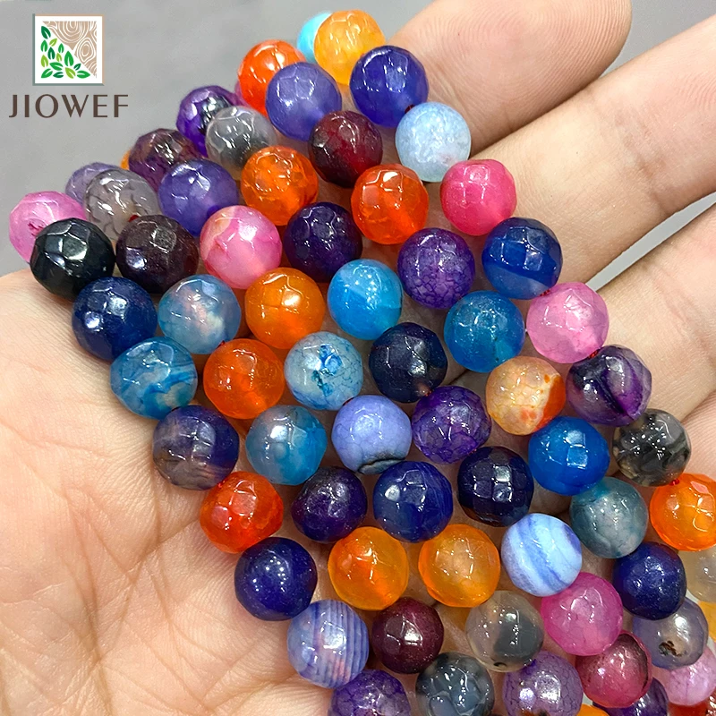 

8mm Smooth Mixed Color Cracked Dream Dragon Veins Agate Natural Stone Round Beads Diy Bracelet For Jewelry Making 15'' Strand