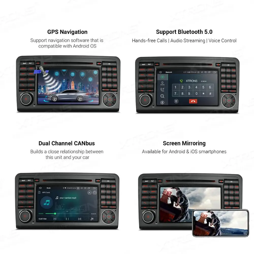 XTRONS Android 10 0 радио GPS автомобильный DVD-плеер для Mercedes Benz ML класса W164 ML300 ML350 ML450 ML500