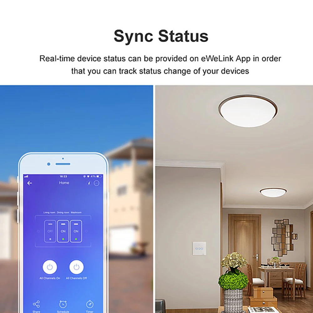 Беспроводной настенный сенсорный выключатель SONOFF TX T2/T3 US Wi-Fi 1/2/3 Gang Умный домашний