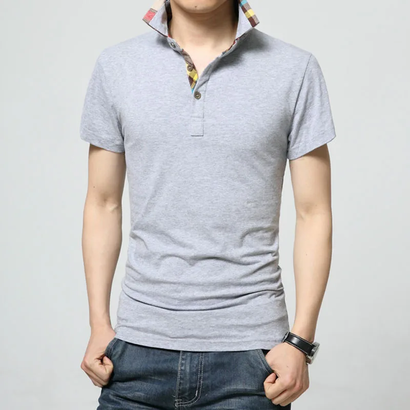 Мужская хлопковая рубашка поло с отложным воротником брендовая полосатая